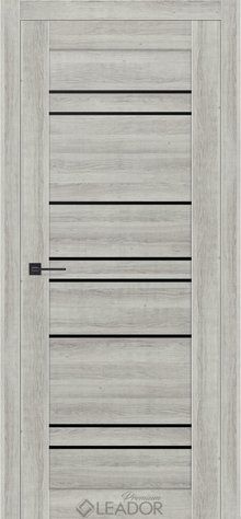 Дверне полотно OLIVIA 800 х 2000, Дуб Браш Сірий, Lacobel чорний 2900000114661 фото