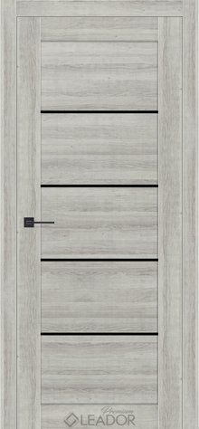 Дверне полотно AURORA 800 х 2000, Дуб Браш Сірий, Lacobel чорний 2900000109261 фото