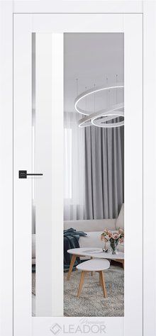 Дверне полотно VIANELLA-01 800 х 2000, Білий Мат (Німеччина), Двостороннє дзеркало срібне 2900000129238 фото